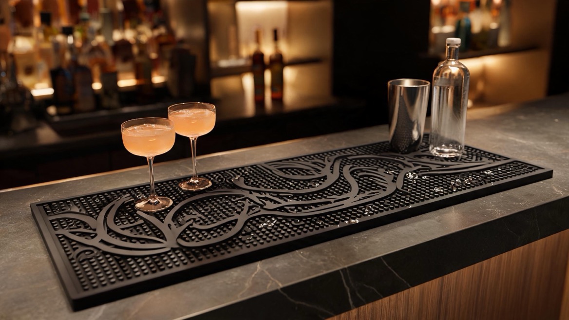 Branded Bar Mat In Hospitality Setting Branded Bar Mat In Hospitality Setting