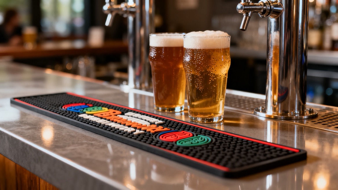 Custom Brewery Bar Mat At Taproom Counter.jpg