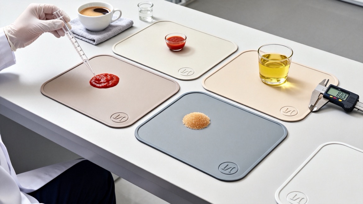 Custom Table Mat Repeated Spill Testing Custom Table Mat Repeated Spill Testing