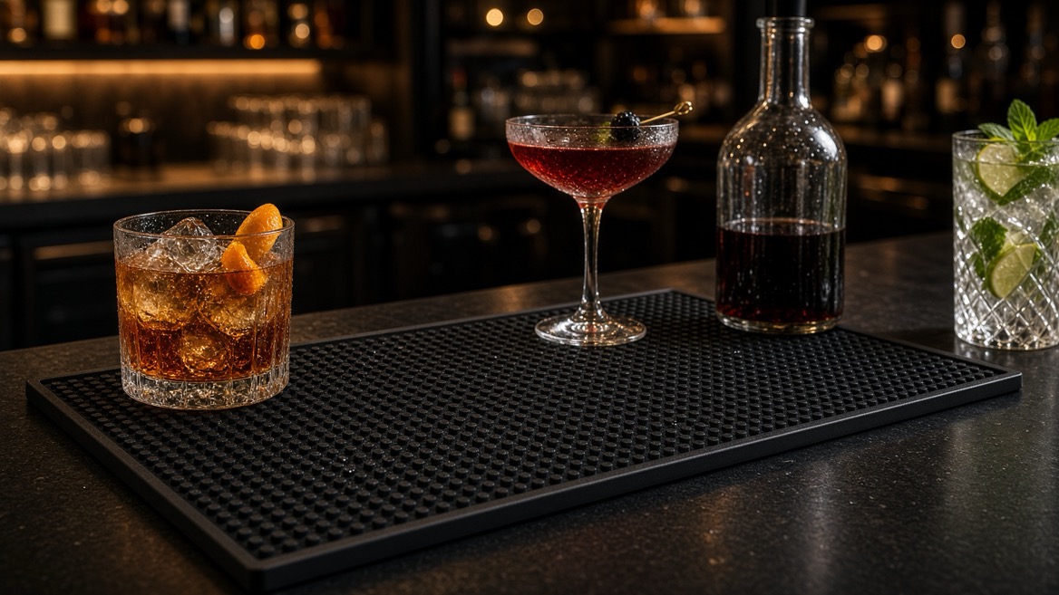 Custom PVC Bar Mat On Commercial Bar Counter.jpg
