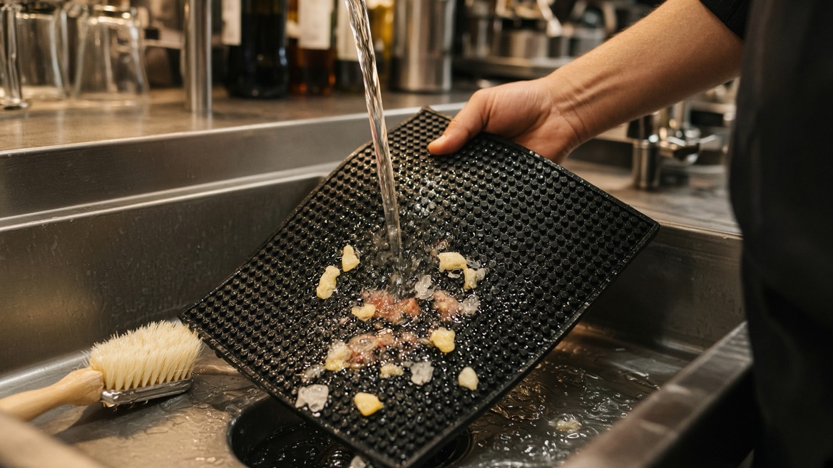 Commercial PVC Bar Mat Cleaning Process Commercial PVC Bar Mat Cleaning Process