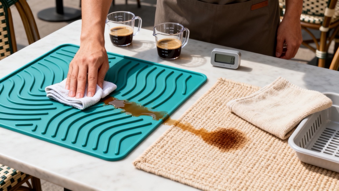 Outdoor Beverage Mat Spill Cleaning Test Outdoor Beverage Mat Spill Cleaning Test