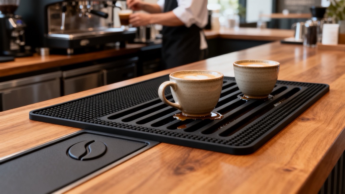 Custom PVC Coffee Bar Mat In Use.jpg